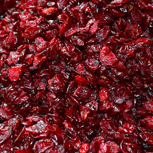 Dried delicious cranberries deep red in colour